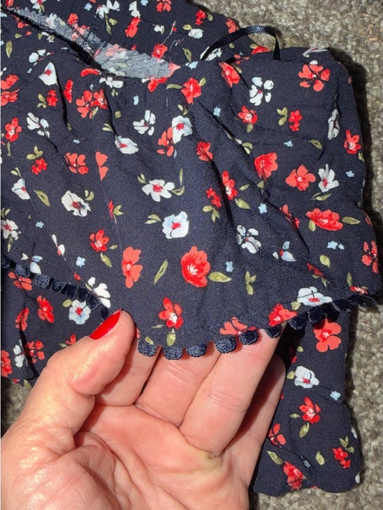 Cato Navy Floral One-Shoulder Ruffle Smocked Top - Picture 4 of 6